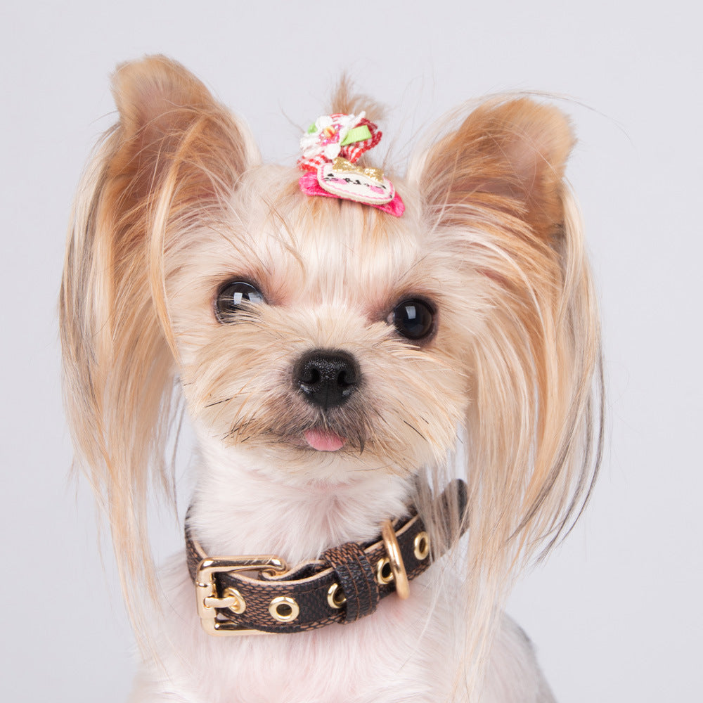 Pet Dog PU Collar Leash Set