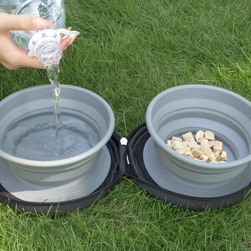 Pet Bowl Outdoor Drinking Water Feeding Folding Tableware Set
