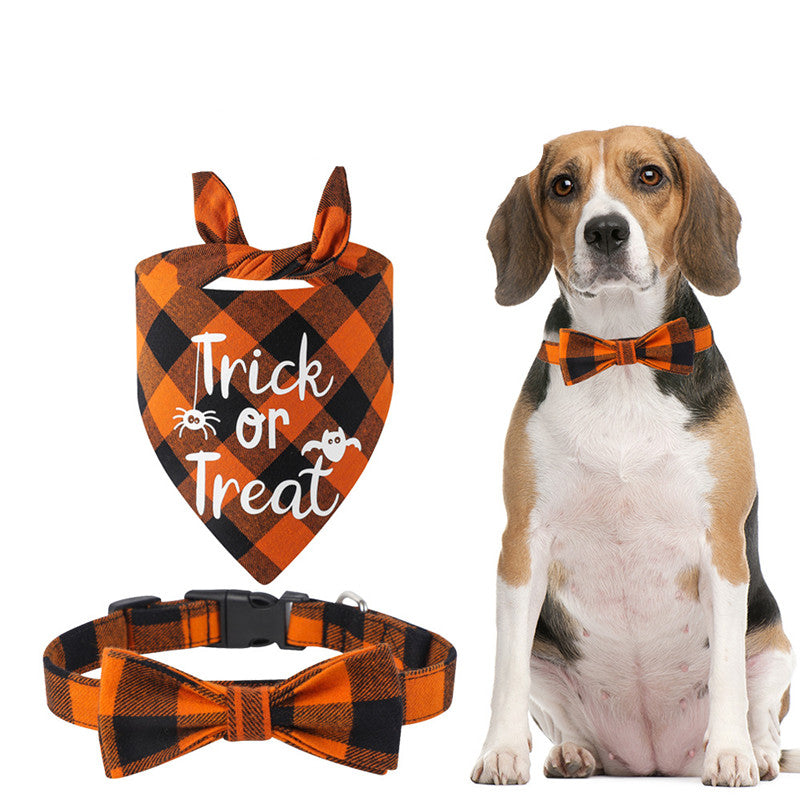 Dog Collar Bib Combination Pet Slobber Bow