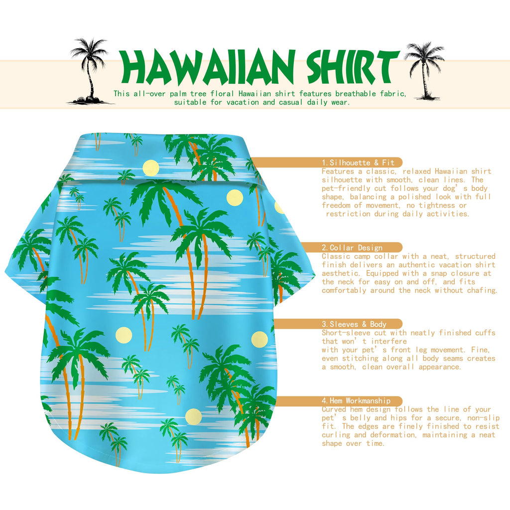 Coconut Tree Hawaii Style Pet Dog T-Shirt, Four-Way Stretch Breathable Light Cool Summer Shirts, Casual Beach Seaside Daily Clothes For Small Size