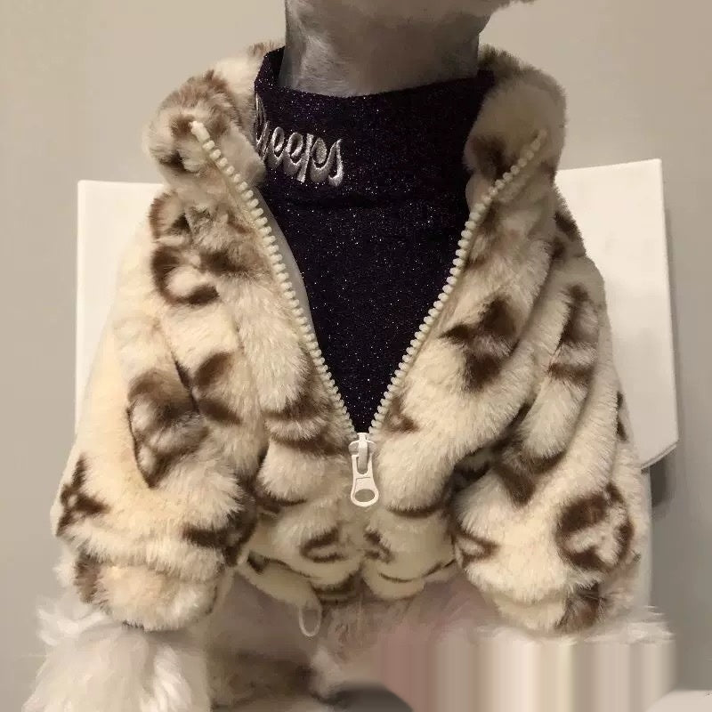 Dog Clothes Autumn And Winter Smoked Fur Coat