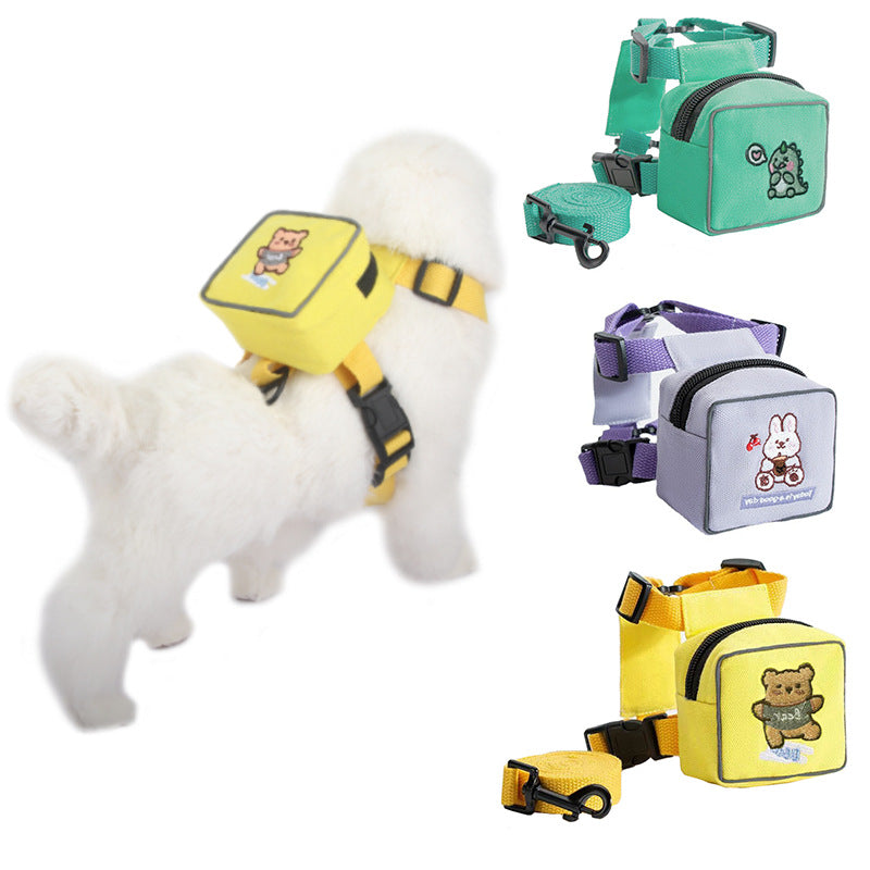 Korean Embroidery Pet Backpack Hand Holding Rope