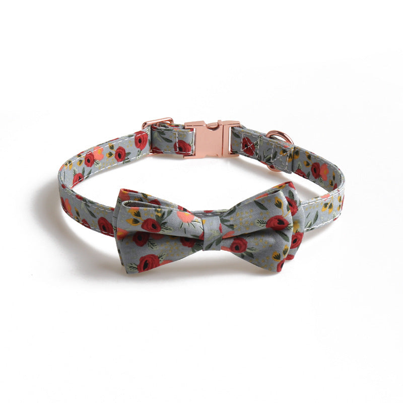 Pet Collar Full Metal Rose Gold Buckle Bow Collar