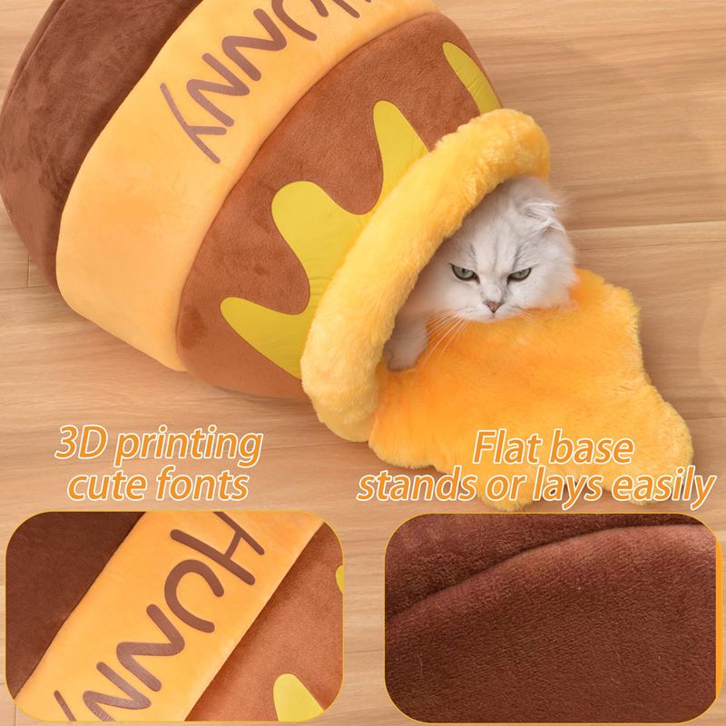 Honey Pot Cat Bed, Comfortable Memory Foam Cat Cave Bed, Honey Pot Pet Nest Pet Cave Bed, Kitten Cave Bed Sleeping House, Cute Cartoon Design Semi