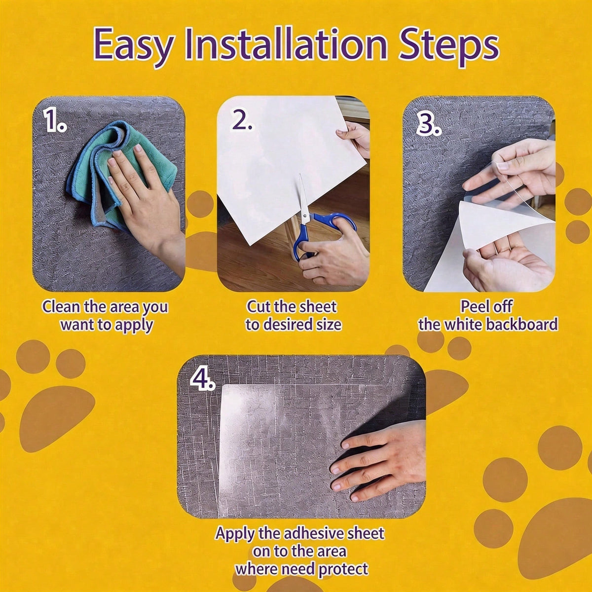 Anti Cat Scratch Protector 12 Pack, 6 Sheets Of 279 358mm And 6 Sheets Of 140 358mm, Single Side Couch Protector, Self Adhesive Cat Tape, Clear