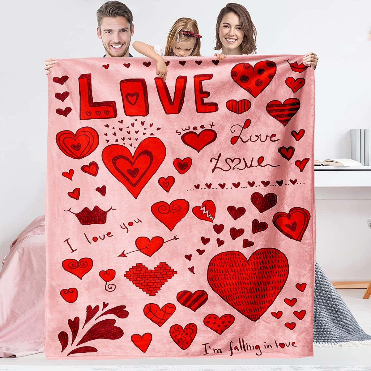 Heart Printing Blanket Warm Lunch Break