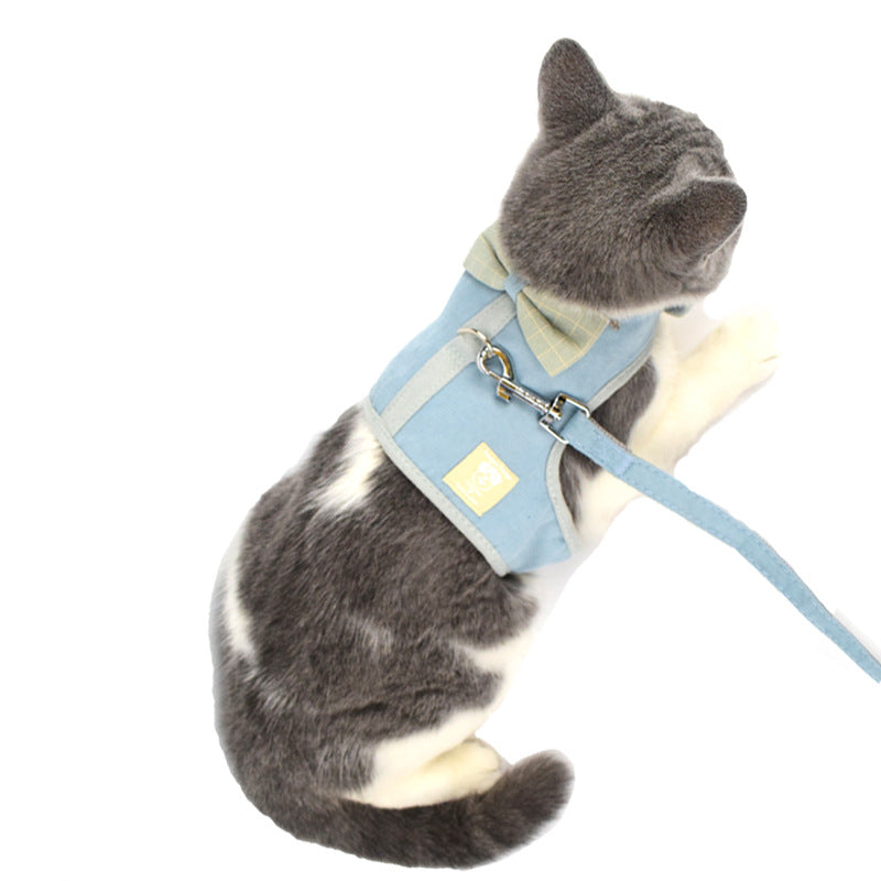 Grid Pet Harness Korean Style Small And Medium-sized Dogs Vest Dog Hand Holding Rope Pet Products Factory Wholesale
