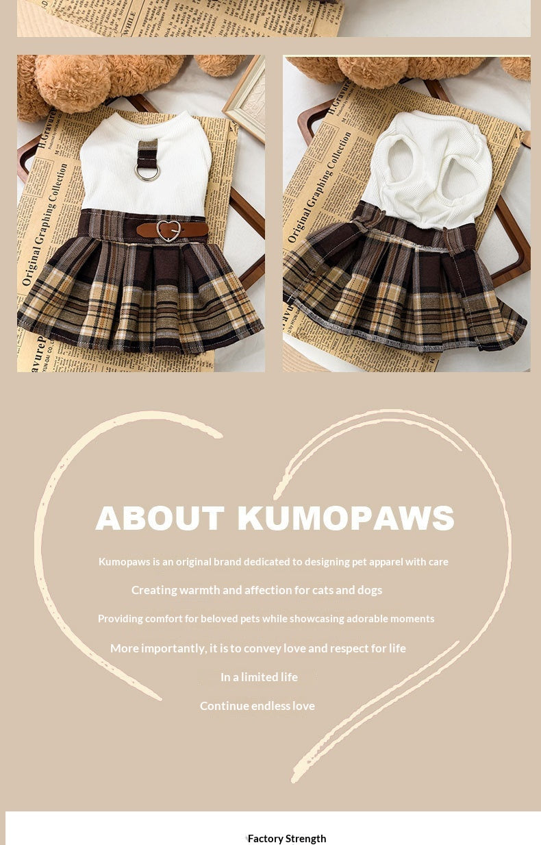Plaid Pleated Preppy Pet Dog Dress.