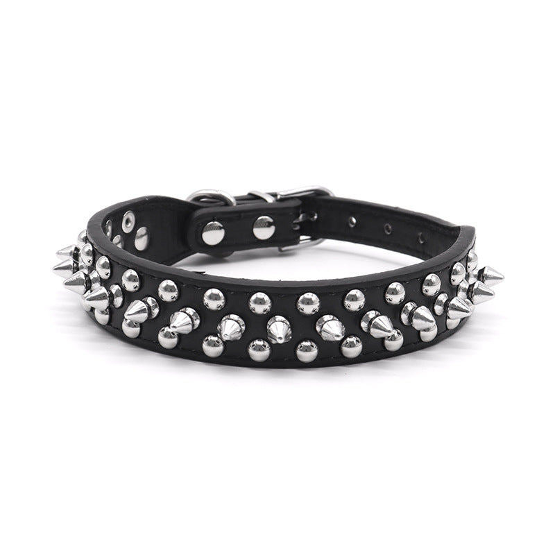 Small Spiked Black Dog Cat Collar For Small Medium Dogs Boy Male - Adjustable Studded Puppy Collars - Soft Padded Punk Leather Dog Collar For
