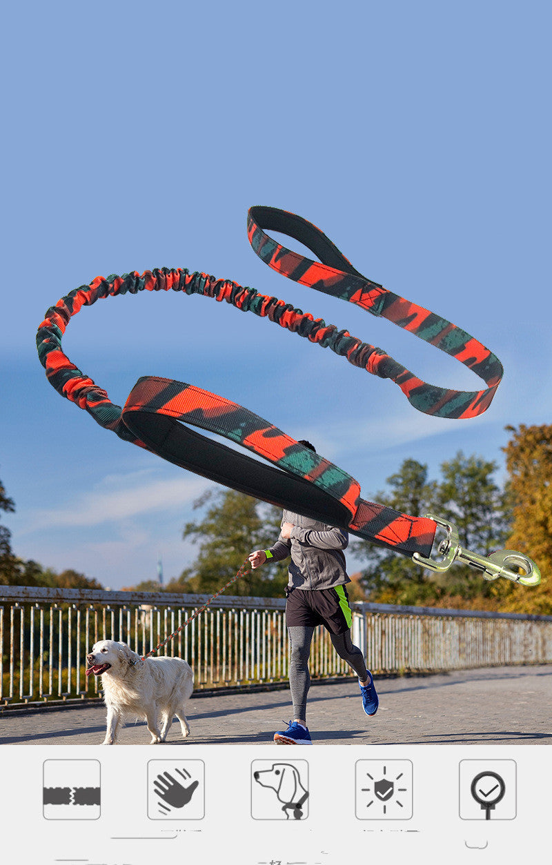 Camouflage Elastic Traction Leash Dog Pull Rope Outdoor