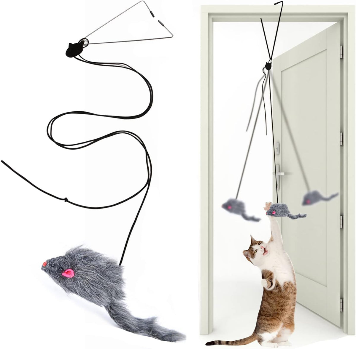 Interactive Cat Feather Toys Retractable Teaser Toy Hanging Interactive Toys For Indoor Cats Kitten Play Chase Exercise Kitten Mental Exercise Toys