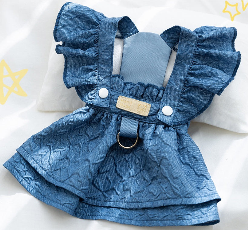 Dog Cat Classic Denim Clothes And Dresses Puppy Anti-lint Summer Thin Bichon Pet Clothing Small Dog
