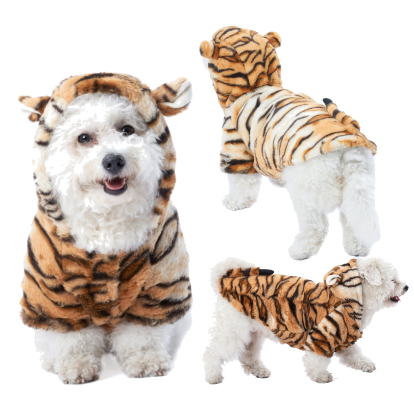 Pet Clothes Tiger Grain Into A New Year's Eve Outfit