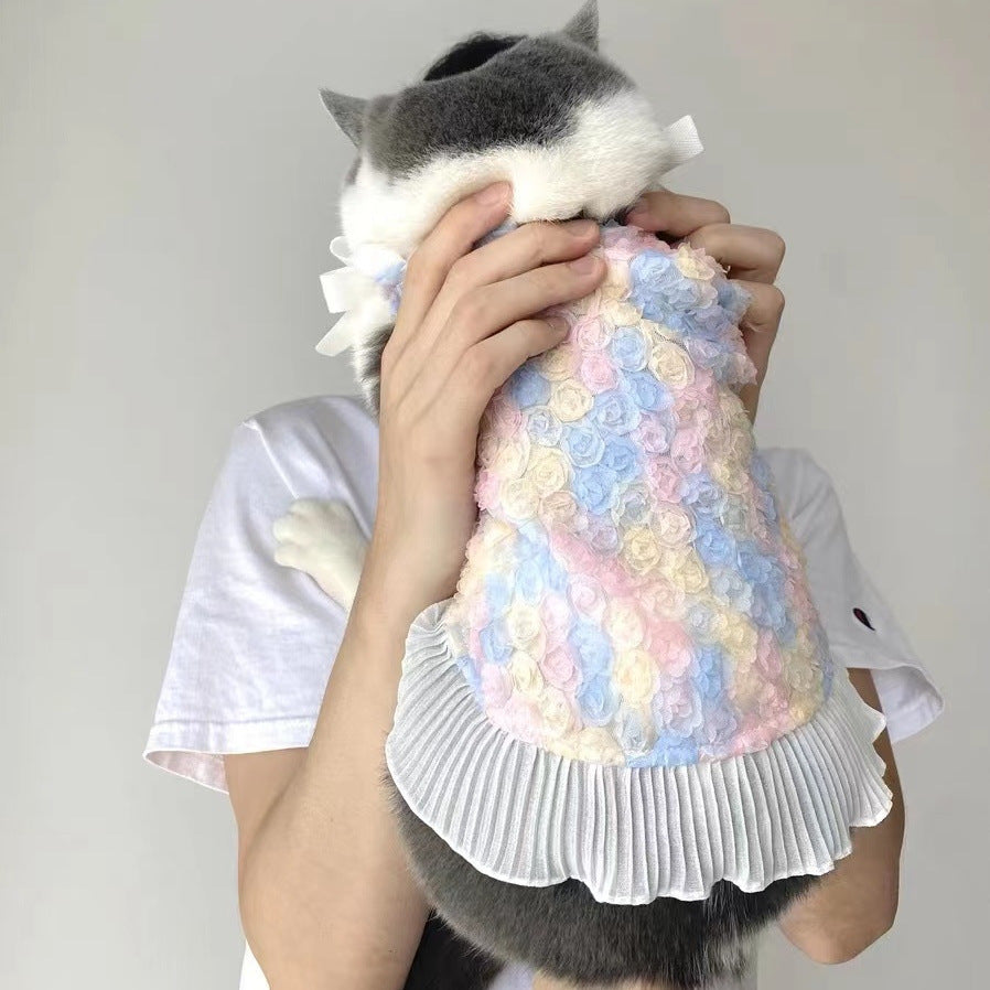 Pet Thin Dog Cat Flower Skirt