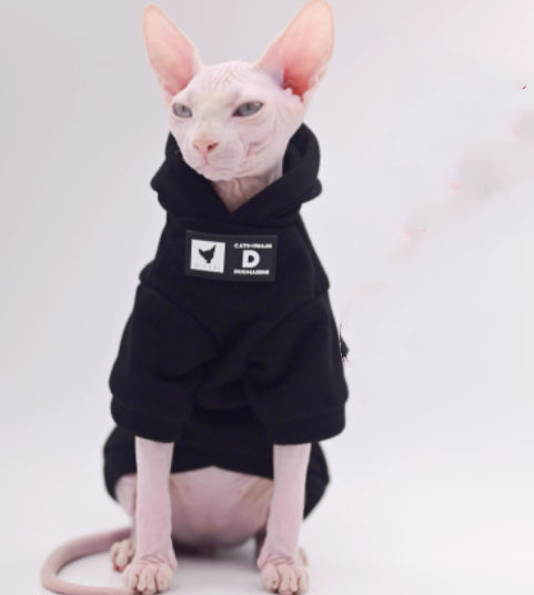 Street-style Fleece-lined Winter Sweater For Hairless Cats Soft Sphynx Cat Clothing
