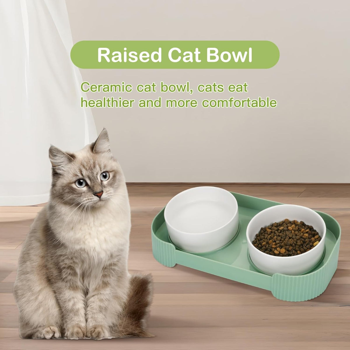 Ceramic Elevated Cat Bowls For Indoor Cats 15 Tilted Stand Anti Vomiting Raised Cat Food And Water Bowls Set Raised Cat Bowls With Non Slip Cat Bowl