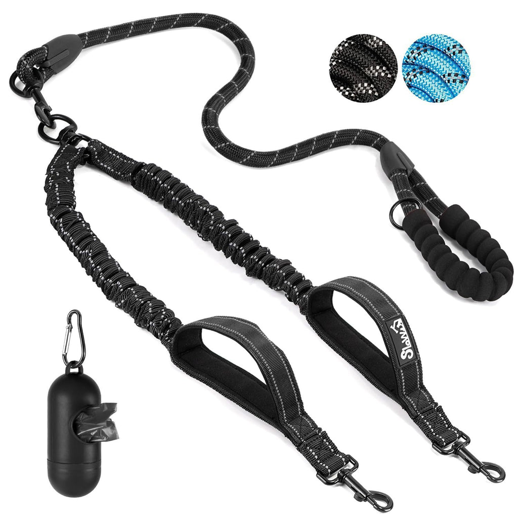 Double Dog Leash Anti-Escape Cushioning Comfortable 360 Rotating Heavy-Duty Reflective Traction Strap
