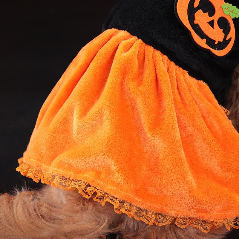 New Arrival Pet Costume Halloween Classic Pumpkin Skirt Bichon Teddy Dog Cat Christmas Clothes