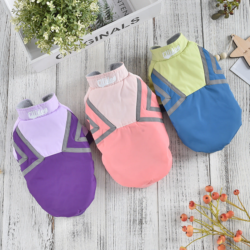 Puppy Reflective Strip Stitching Jacket Clothing
