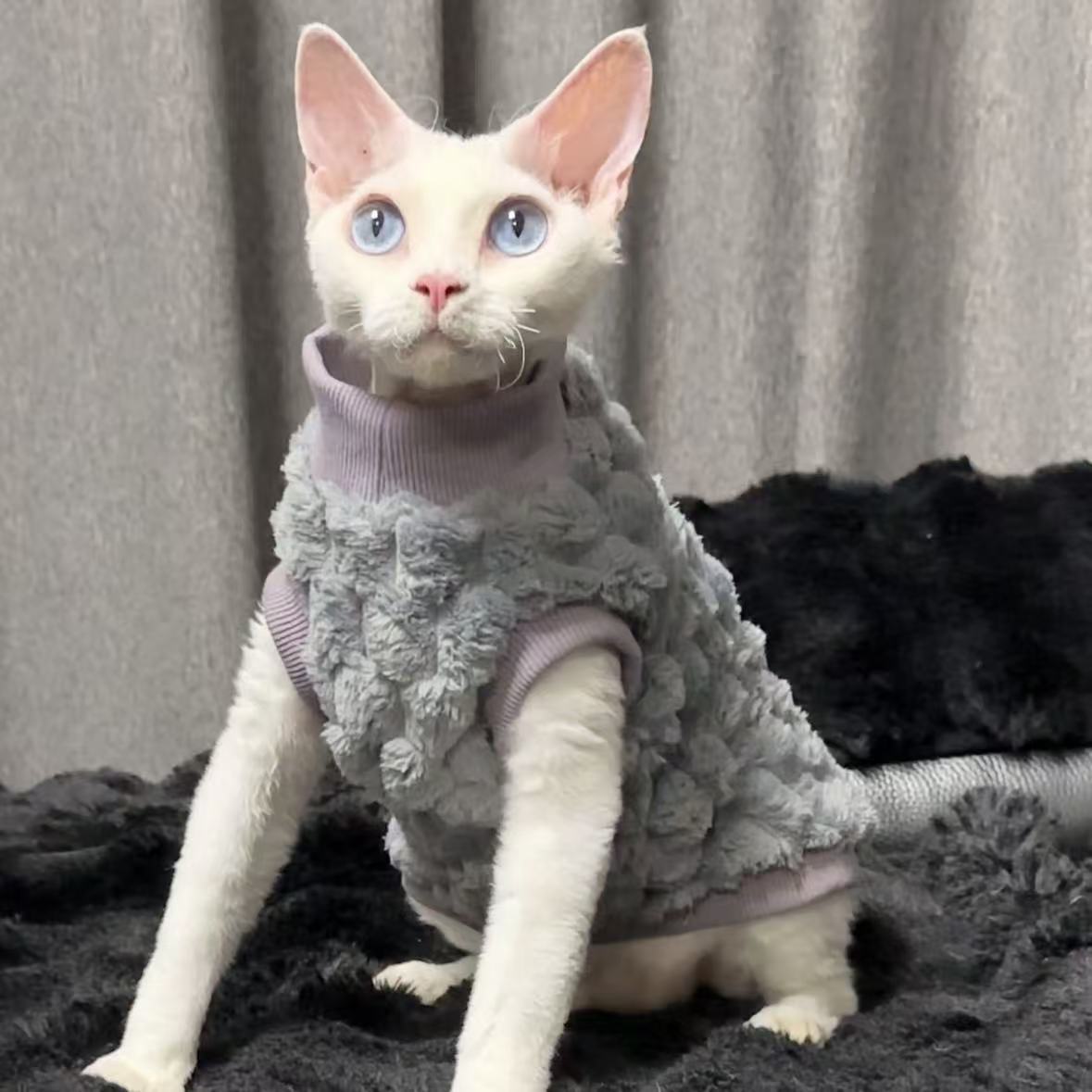 Hairless Cat Warm-Keeping Thickened Soft Coral Fleece Long-Sleeve