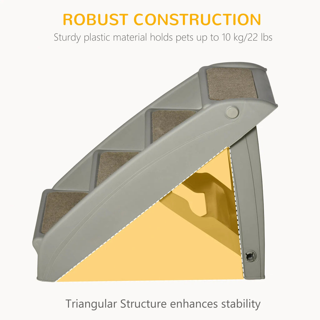 4-Level Portable Dog Stairs, Foldable Dog Steps for Small Dogs, Lightweight Cat Steps, with Nonslip Soft Mats, for High Bed, Sofa, Grey