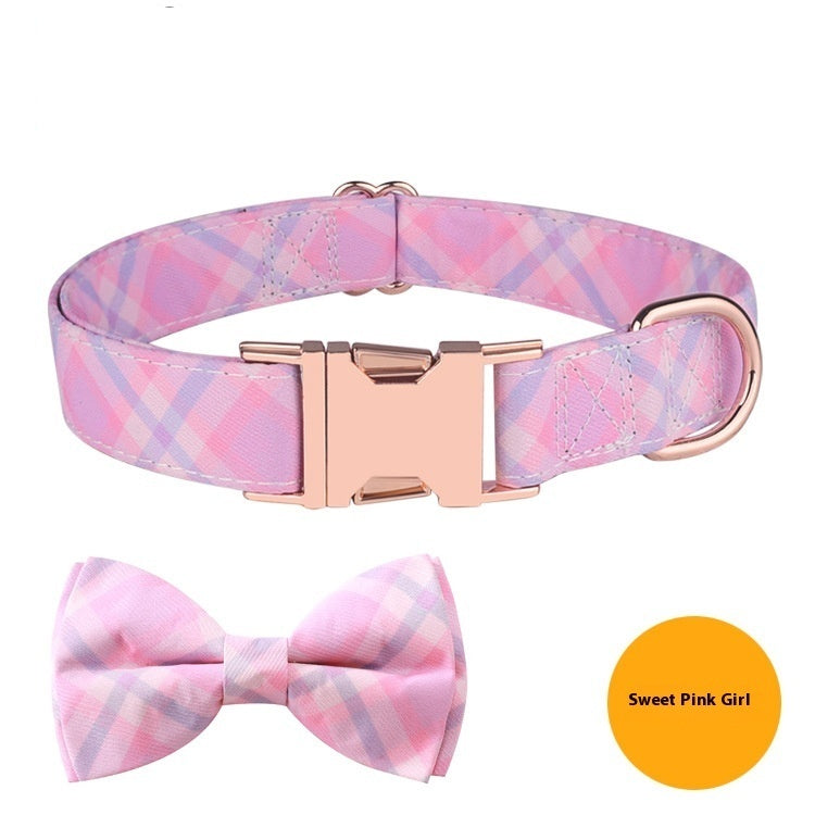 Pet Supplies Rose Gold Buckle Bow Collar