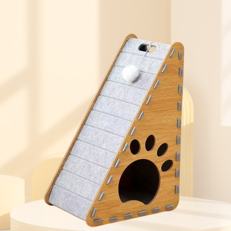 Triangular Vertical Cat Bed With Thickened Wear-Resistant Scratching Post