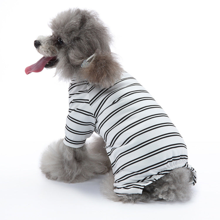 Summer Dog Clothes Striped Home Pajamas Thin