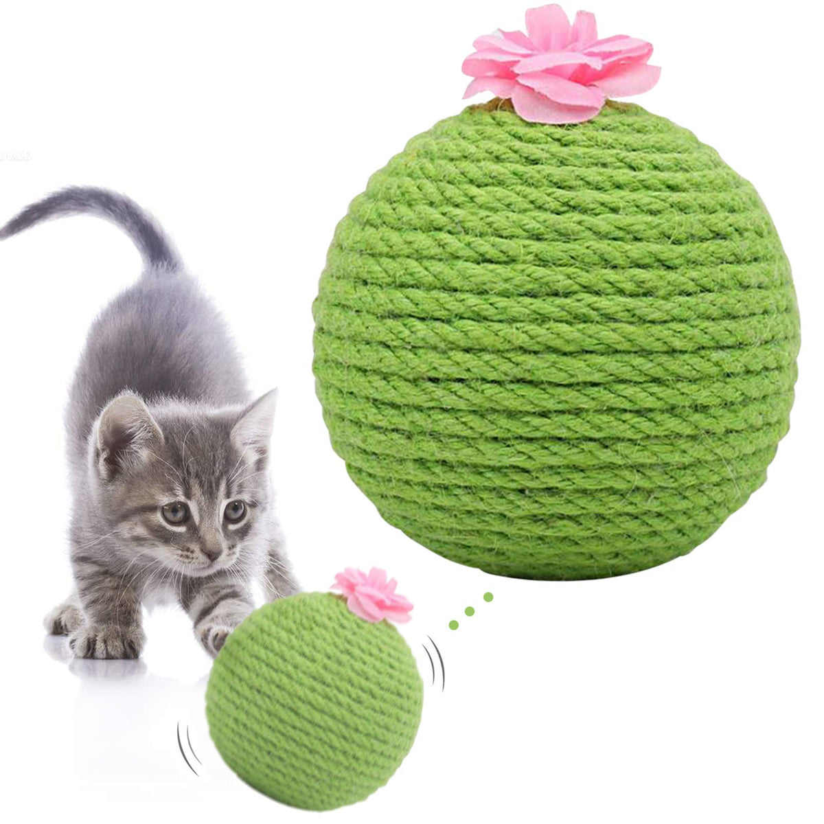 Interactive Tumbler Cactus Cat Scratcher Ball Catnip Toys Natural Sisal Scraper Tree Tower For Cat Indoor Play Hunting Exercise