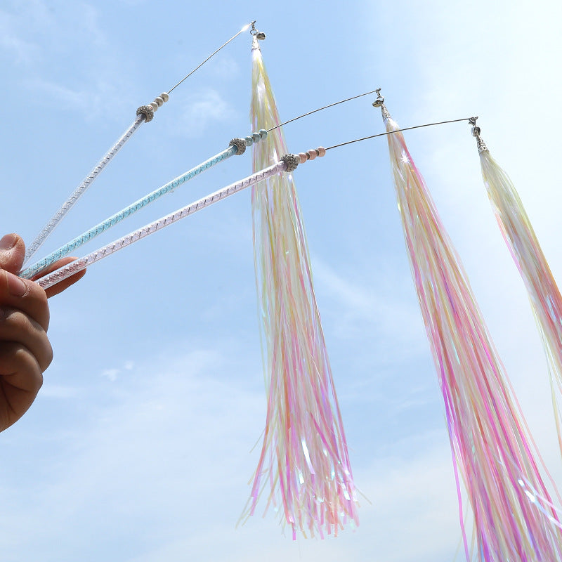 46cm Acrylic Tube String Bright Silky Paper Tassel Funny Cat Stick