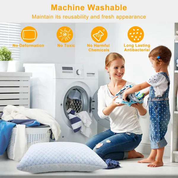 Bed Pillows Cooling Memory Foam Pillow Ventilated With Cooling Gel Infused Memory Foam Heat Moisture Reducing Cooling Fiber Breathable Machine