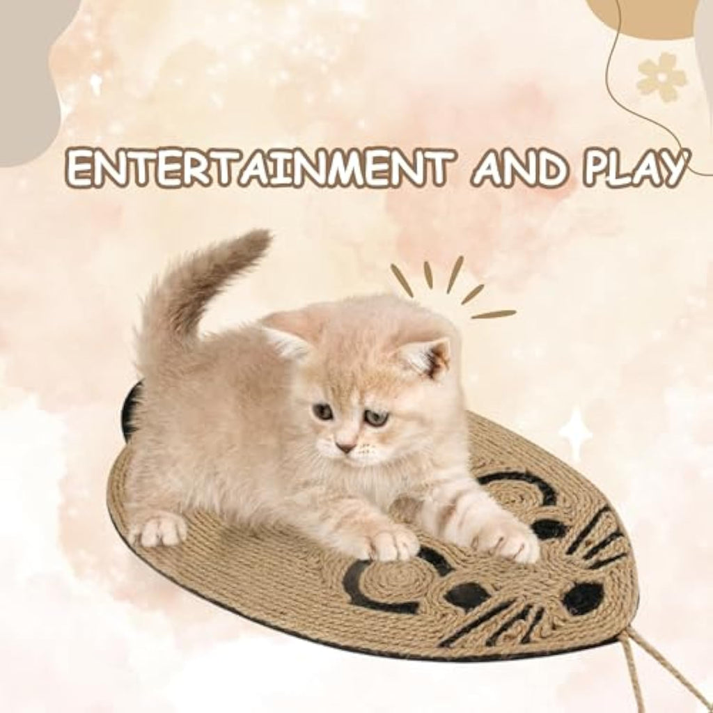 Cat Scratch Pad Made From Sisal Material Comfortable Cat Scratchers For Indoor Cats With Attractive Mouse Shape Cat Scratching Board As Furniture