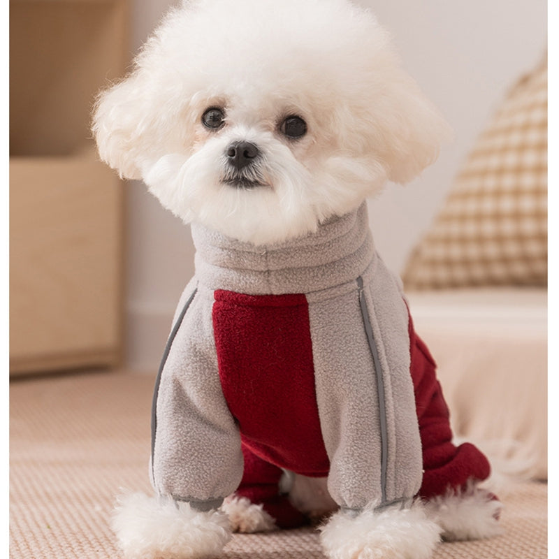 Winter Warm Fleece, Light Outdoor Color-blocking Polar Fleece, Small Dog Warm Four-legged Fleece, Pet Clothing