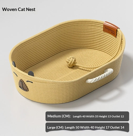Wicker Cat Bed All-Season For Summer Extra-Large Scratching Post Dedicated Sleeping Bed