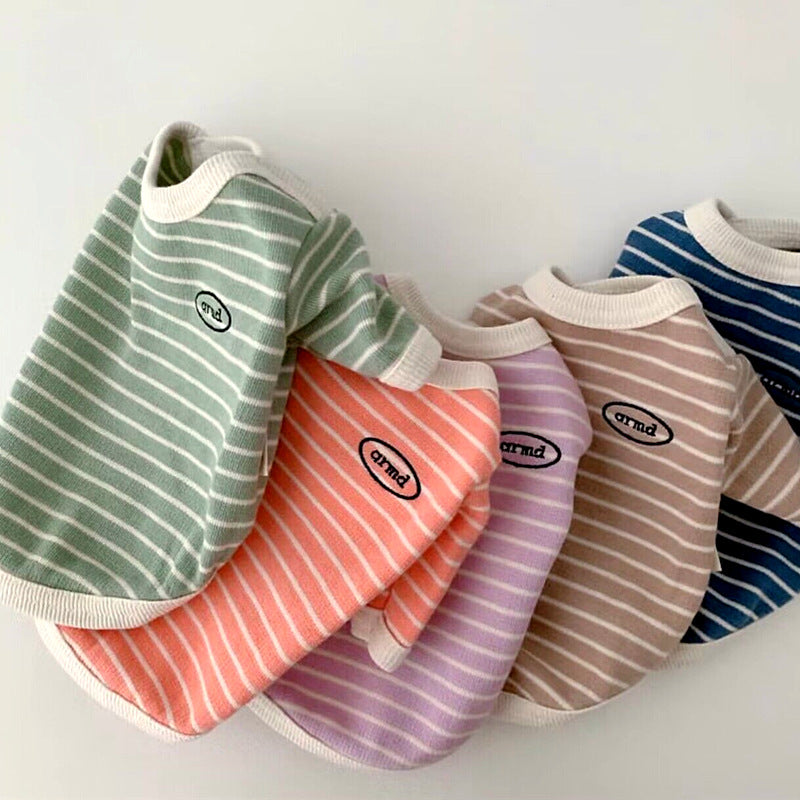 Simple Striped Printed Small Pet Dog Clothes