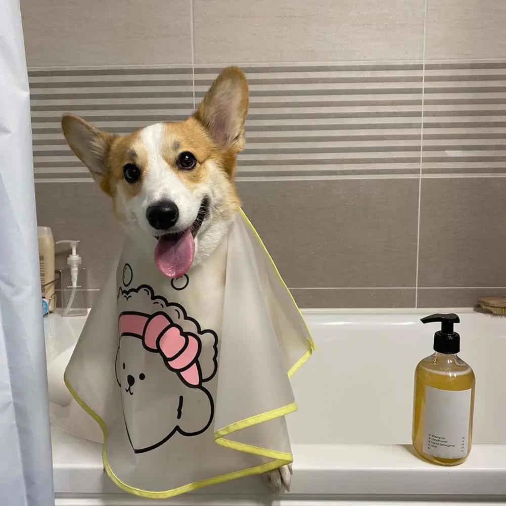 Pet Cloak Adjustable Pet Haircut Cape Waterproof Cartoon Print Design Dog Grooming Cape Pet Supplies