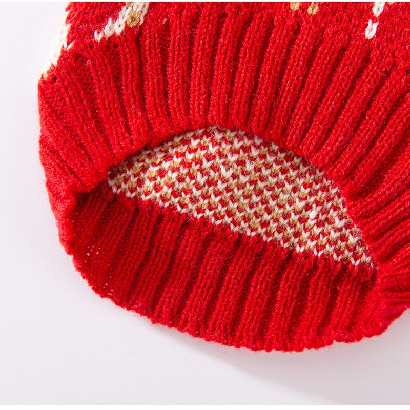 Thick And Warm Diamond-shaped Embroidered Cherry Small Flying Sleeve Sweaters For Dogs In Autumn And Winter, As Well As Pet Clothes For Small And