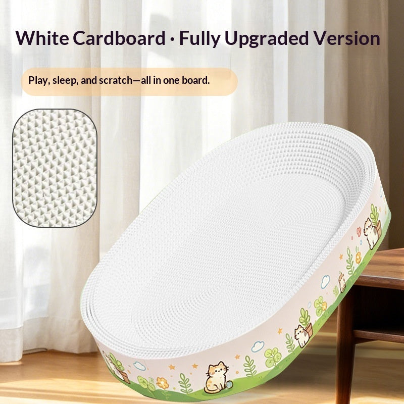 White Cardboard Scratching Board Corrugated Cat Bed