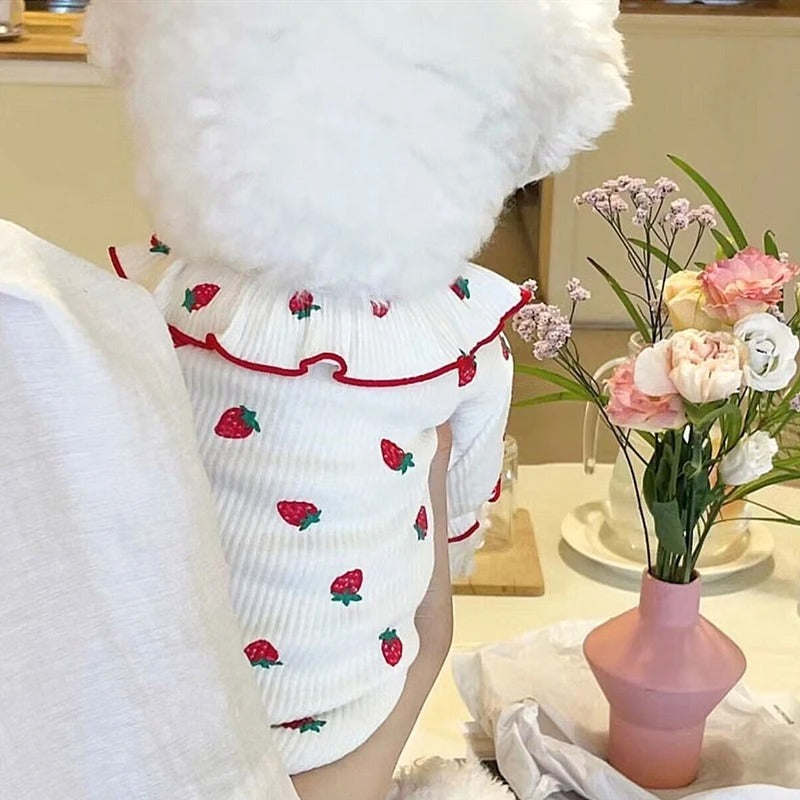 Summer Thin Lace Strawberry Pet Cat Dog Clothes