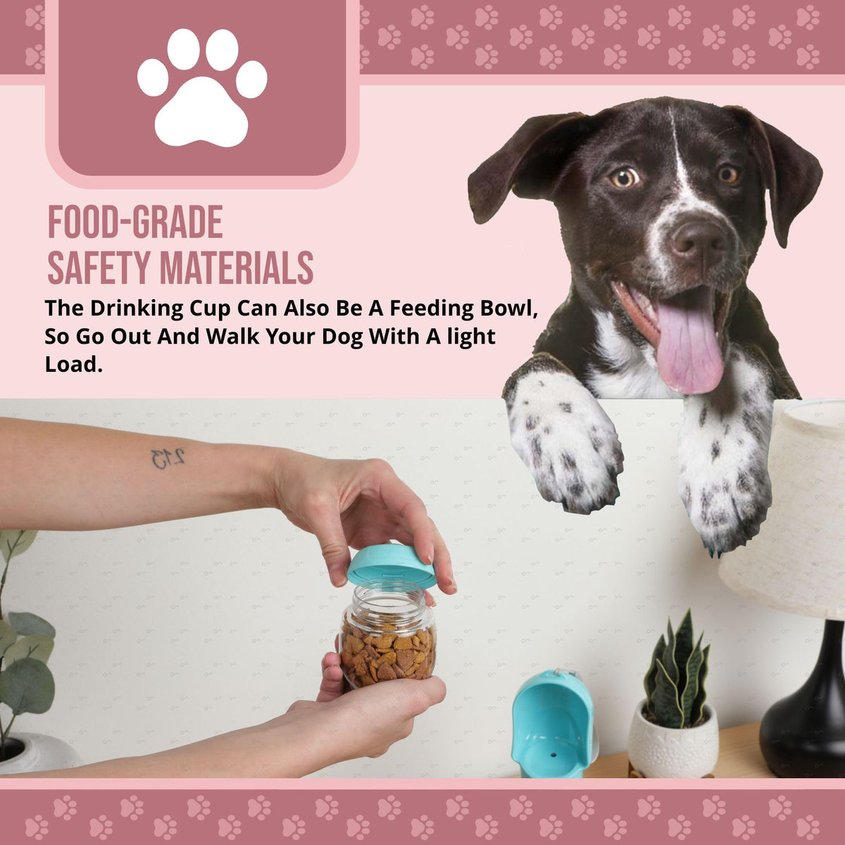 Leak Proof Portable Dog Water Bottle With Bowl Travel Pet Water Dispenser For Walking & Hiking Food Grade Plastic Choose From 3 Colors