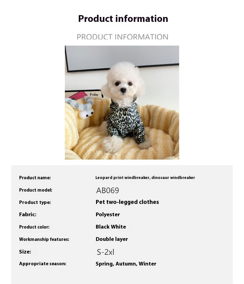 Pet Dog Coat Leopard Print Trench Coat