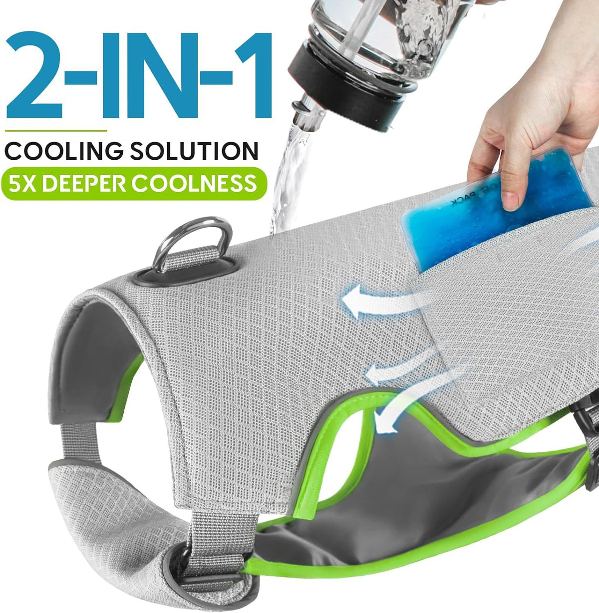 Dog Cooling Vest With Ice Packs, Reflective Adjustable Cooling Vest For Dogs With Leash Ring For Hot Weather Cooling Harness For Large Medium Dogs