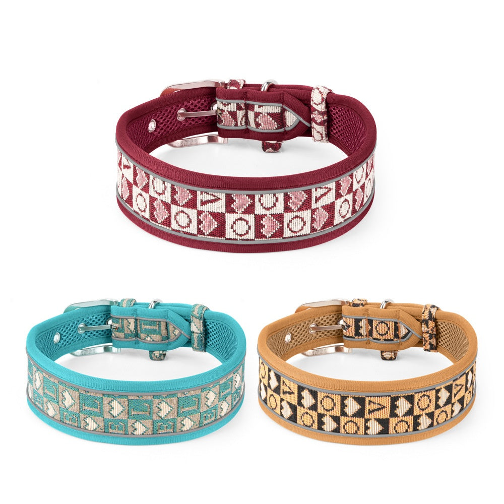 Retro-style Breathable Pet Collar With A Pin Buckle