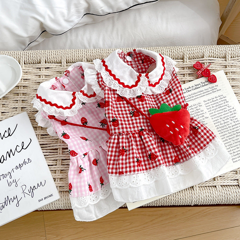 Cute Dog Pet Clothes Strawberry Dress