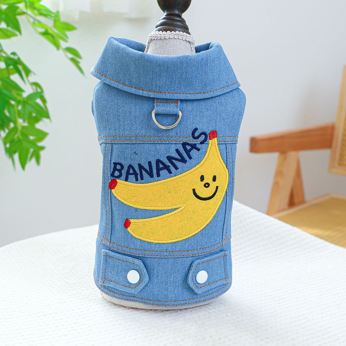 Pet Ring Dog Clothes Small And Medium-sized Dogs Banana Denim Clothing
