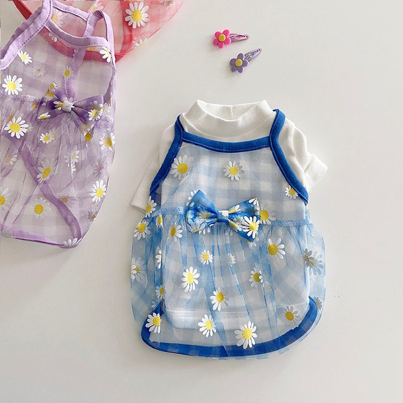 Cat And Dog Daisy Printed Mesh Vest