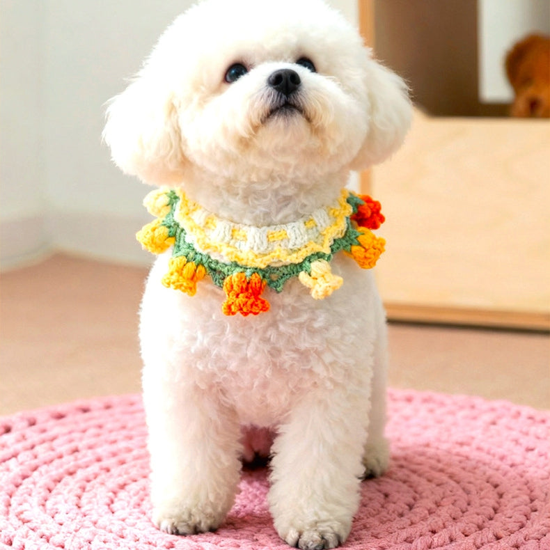 Pet Hand-woven Necklaces, Cute Cat Knitted Necklaces, Kitten Neck Rings, Small Dog Neck Decorations