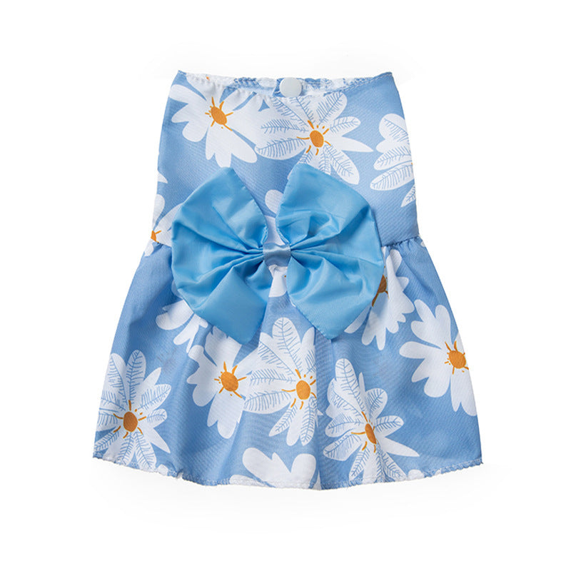 New Summer Ultra-thin Cool Pet Clothes Dog Cat Pet Fashion Floral Butterfly Knot Princess Dress