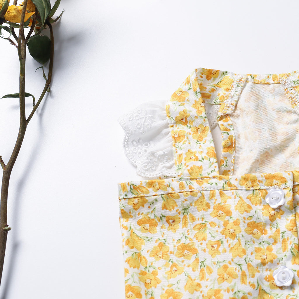 INS Wind Korean Spring And Summer And Yellow Flowers Bichon Teddy Dog Skirt