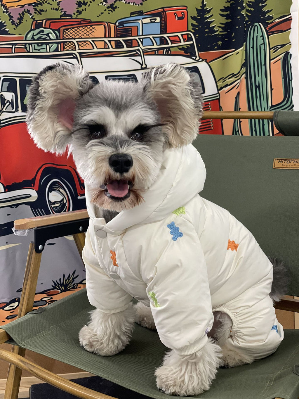 Dog Clothes Thickened Warm Teddy Schnauzer PomeranianBichon Frise Pug Hooded Pet Four Feet Down Jacket